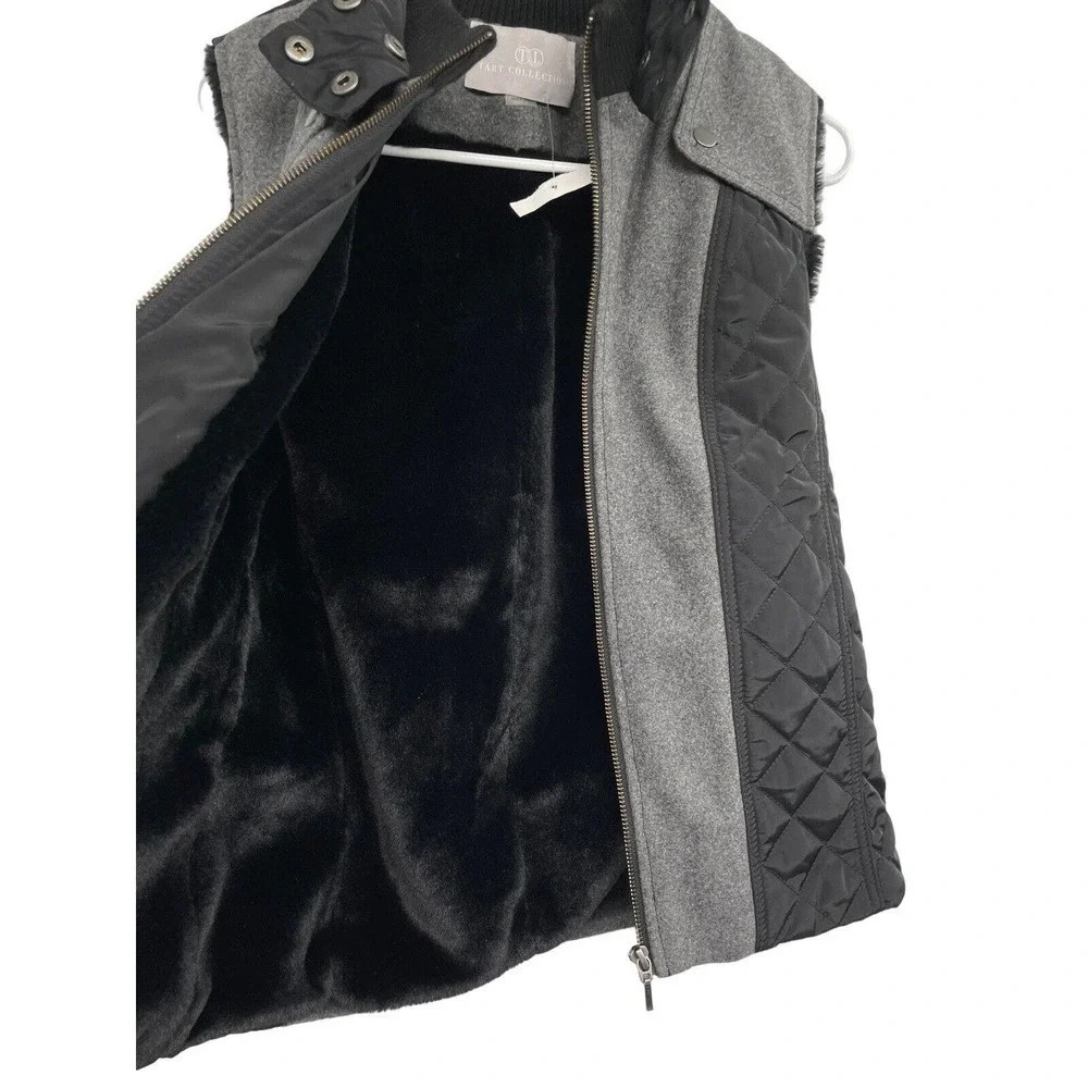 Tart Collections Donnah Wool Blend Gray Quilted Faux Fur Lined Vest Size XS - Picture 4 of 10